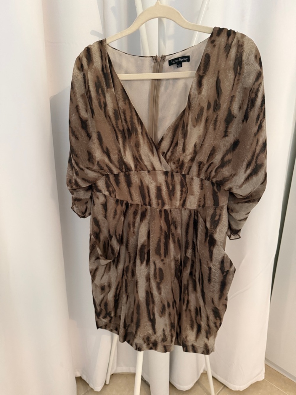 Brown Animal-Print V-Neck Tunic